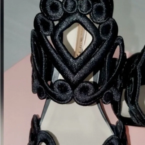 Sophia Webster Black Embroidery Block Heels/Sandals - Picture 4 of 13